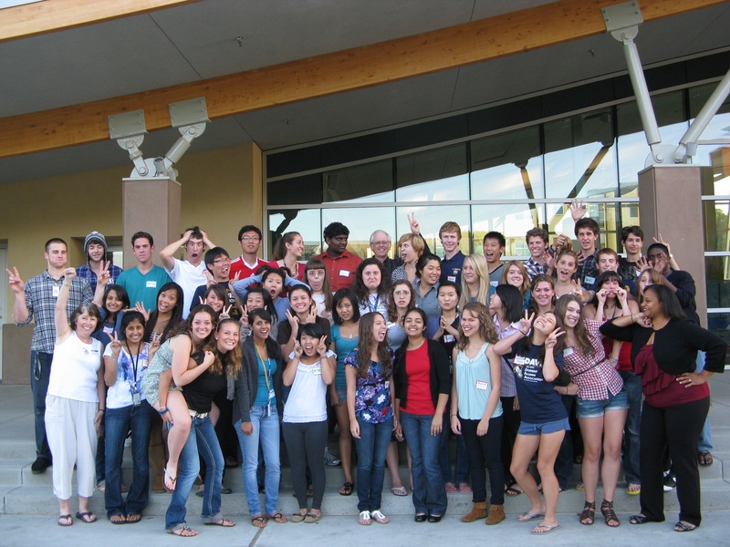 Davis Honors Challenge students show off their goofy poses in front of Wall Hall in 2011.