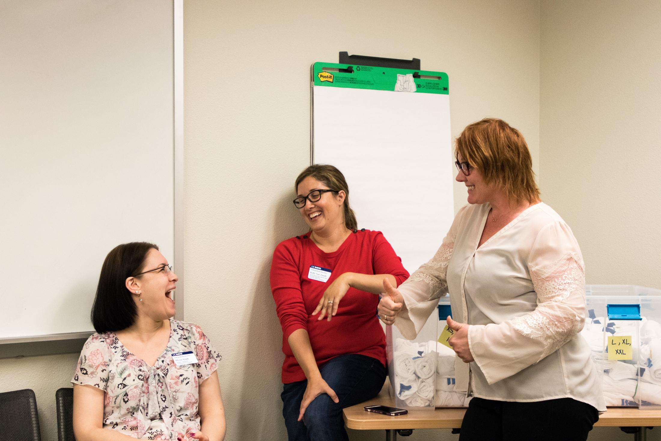 Heidi with Professional Staff members, Elysia Ramirez and Kelly Van Zandt