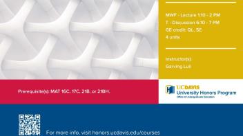 UC Davis University Honors Program Winter 2019 MAT 21C Flyer