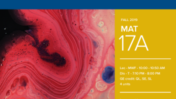 Fall 2019 UC Davis University Honors Program Course: MAT 17A