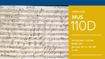 Spring 2020 University Honors Program Course: MUS 110D