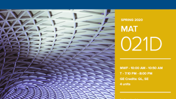Spring 2020 University Honors Program Course: MAT 21D