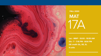 Fall 2020 University Honors Program Course: MAT 17A