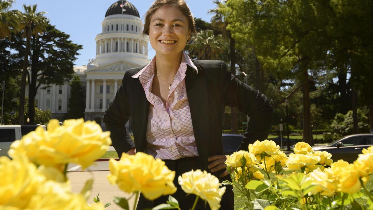2019 University Honors Program graduate and UC Davis University Medialist Julianne Cravotto. Photo Credit: Gregory Urquiaga 2019 University Honors Program graduate and UC Davis University Medialist Julianne Cravotto. Photo Credit: Gregory Urquiaga