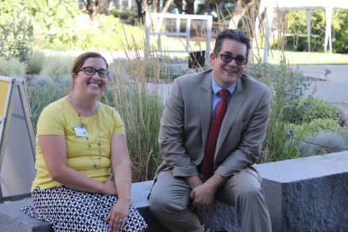 Dr. Eddy Ruiz (right) with UHP 1st & 2nd Year Advisor Kelly Van Zandt (left) at the 2019 Honors Welcome for the College of Biological Sciences.