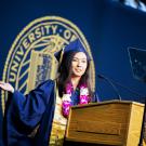 Emily Eijansantos giving UC Davis College of Biological Sciences Commencement Speech