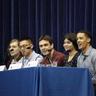 Student panelists share their honors experience at the 2019 Preview Day (left to right): Janae Bonnell, Henry Low, Grant Cottier, Jeske Dioquino, and Evan Dumas.